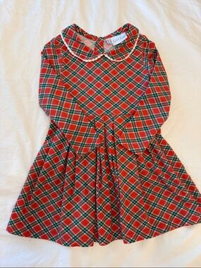 Rachel Riley- Red & Green Plaid Dress with Peter Pan Collar